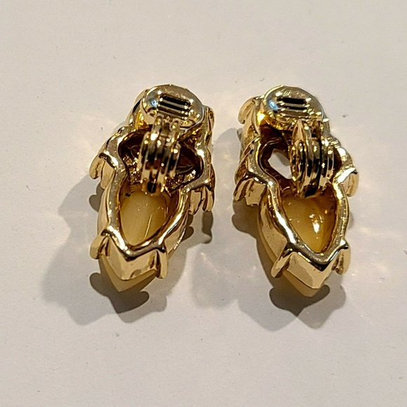 JJG Jonette Jewelry Bee Shaped Clip on Earrings. Yellow and Clear Rhinestones. - Picture 3 of 12